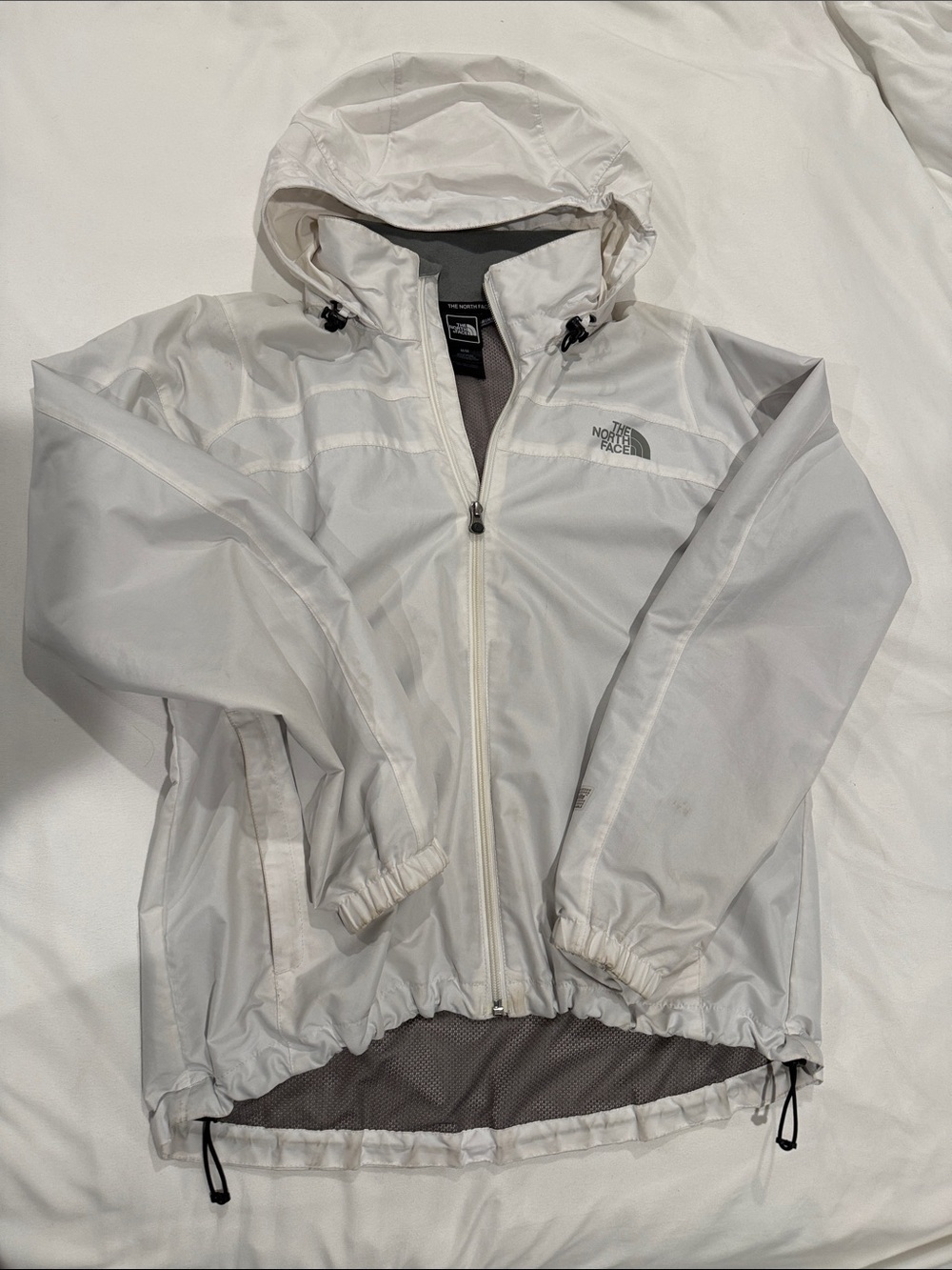 The North Face White Hooded Kids' Rain Jacket